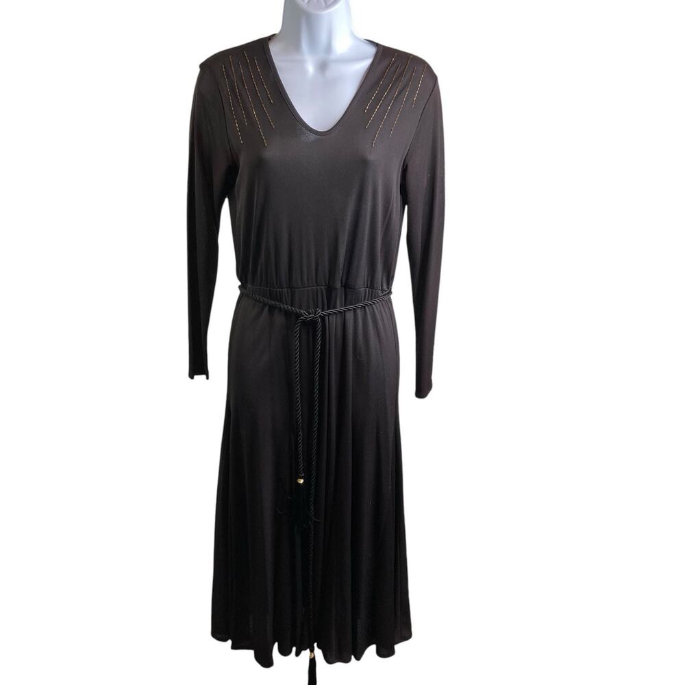 Vintage Christine Von Lumbe Black Long Dress Size 8 Witchy 70’s Vibes Minimalist